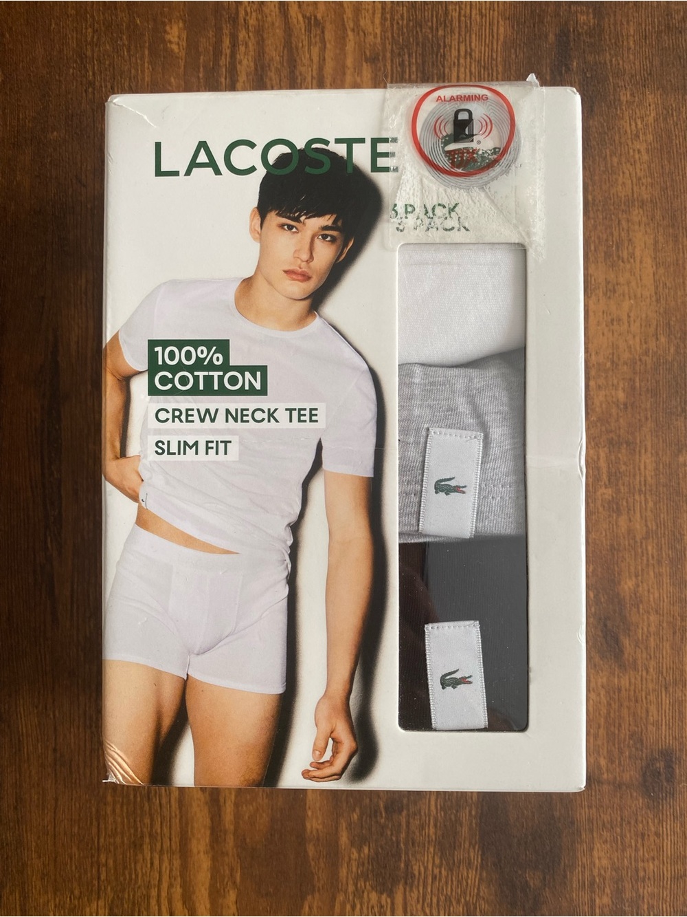 Lacoste Men 3-Pack Crew Neck Tees - White, Gray, Black